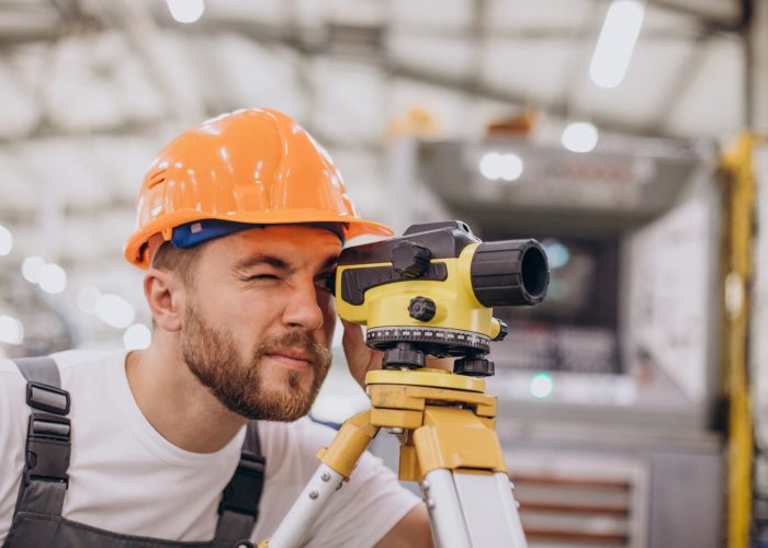 Engineer working on building factory